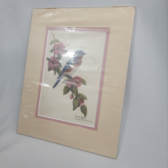 Nancy Zittrain Bluebird With Flowers Print With Mat SIGNED NUMBERED - Picture 3 of 16